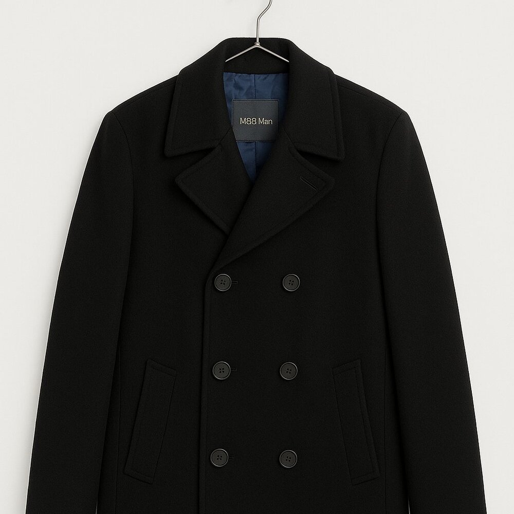 M&S Man Black Wool Blend Peacoat